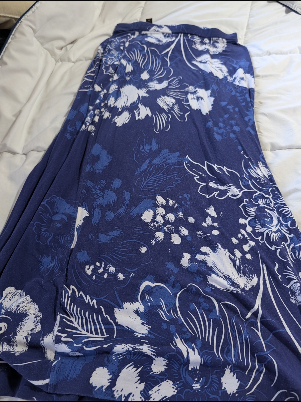 Tommy Bahama Navy Blue and White Floral Swim Sarong Cover-Up